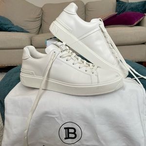 Mens Balmain White Leather Sneaker
